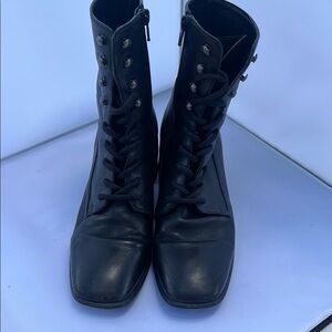 Miista EB Black Leather Lace-Up Boots